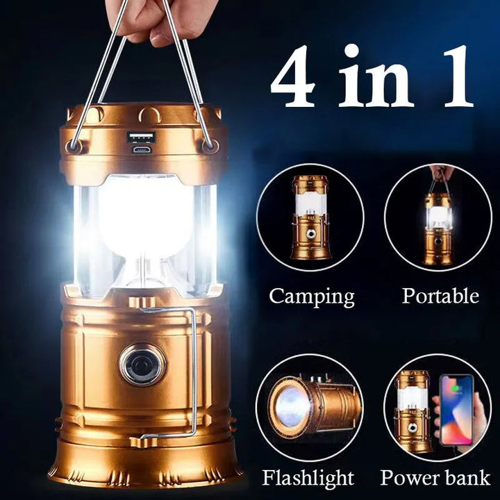 Rechargeable Solar Camping Lantern – Powerful Telescopic Lamp for Outdoor