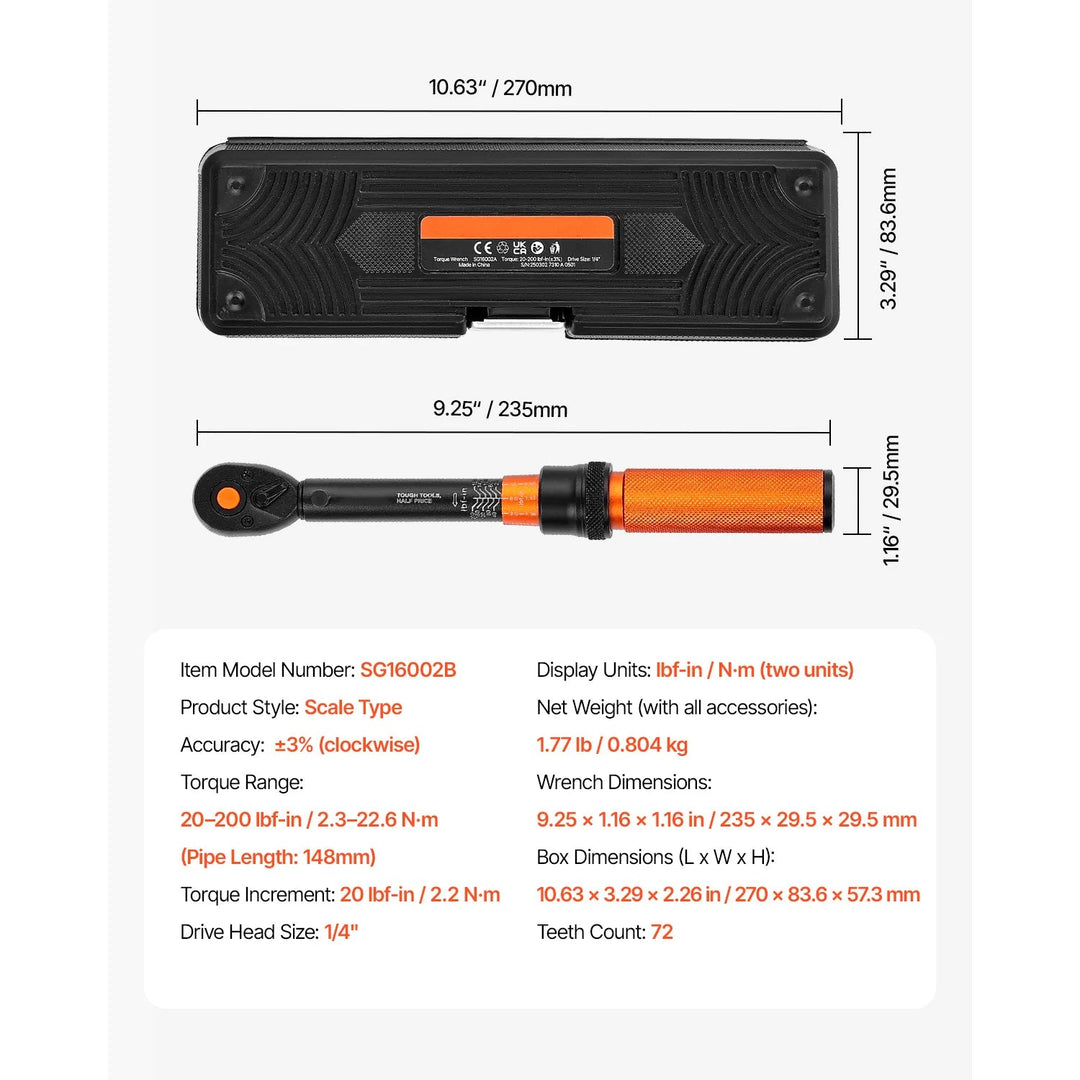 Torque Wrench Set – Dual-Direction Adjustable Mechanical Wrench Kit