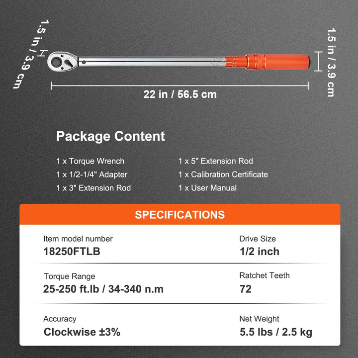 Torque Wrench Set – Dual-Direction Adjustable Mechanical Wrench Kit