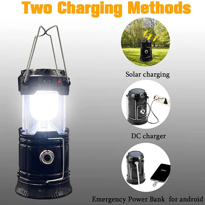 Rechargeable Solar Camping Lantern – Powerful Telescopic Lamp for Outdoor