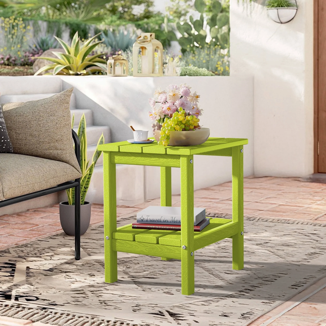 Wenkil 2-Tier HDPE Side Table – Indoor & Outdoor Utility Table