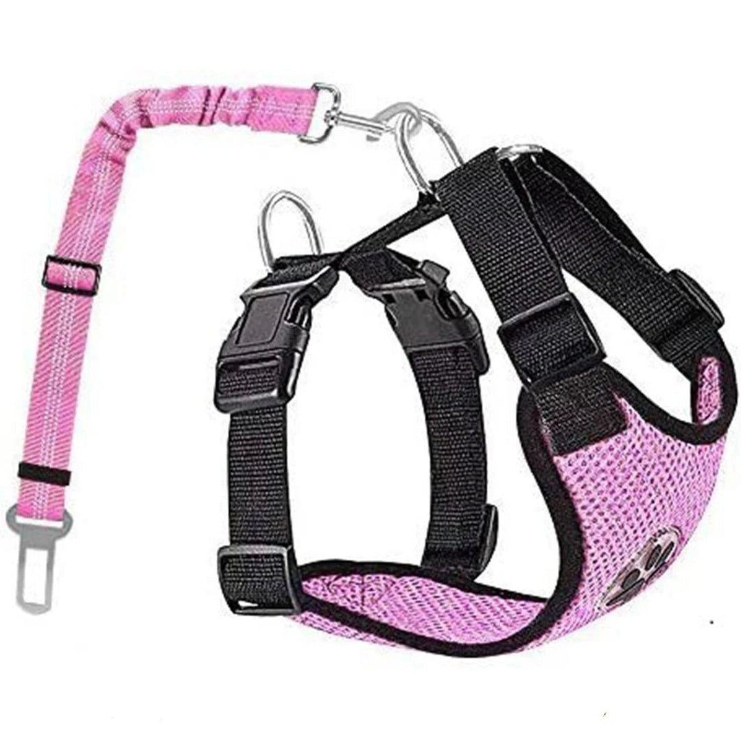 Dog Car Harness Seatbelt Set – Safe & Comfortable Travel for Your Pet