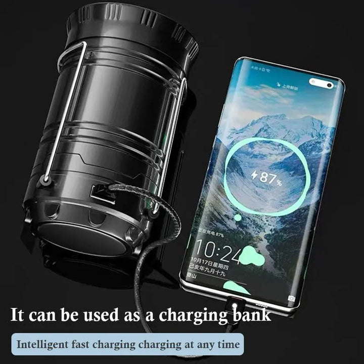 Rechargeable Solar Camping Lantern – Powerful Telescopic Lamp for Outdoor