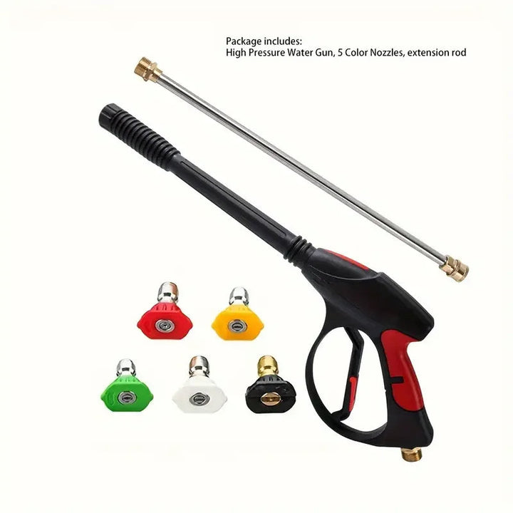 High Pressure Cleaning Water Gun with Quick Connect & 5 Nozzles