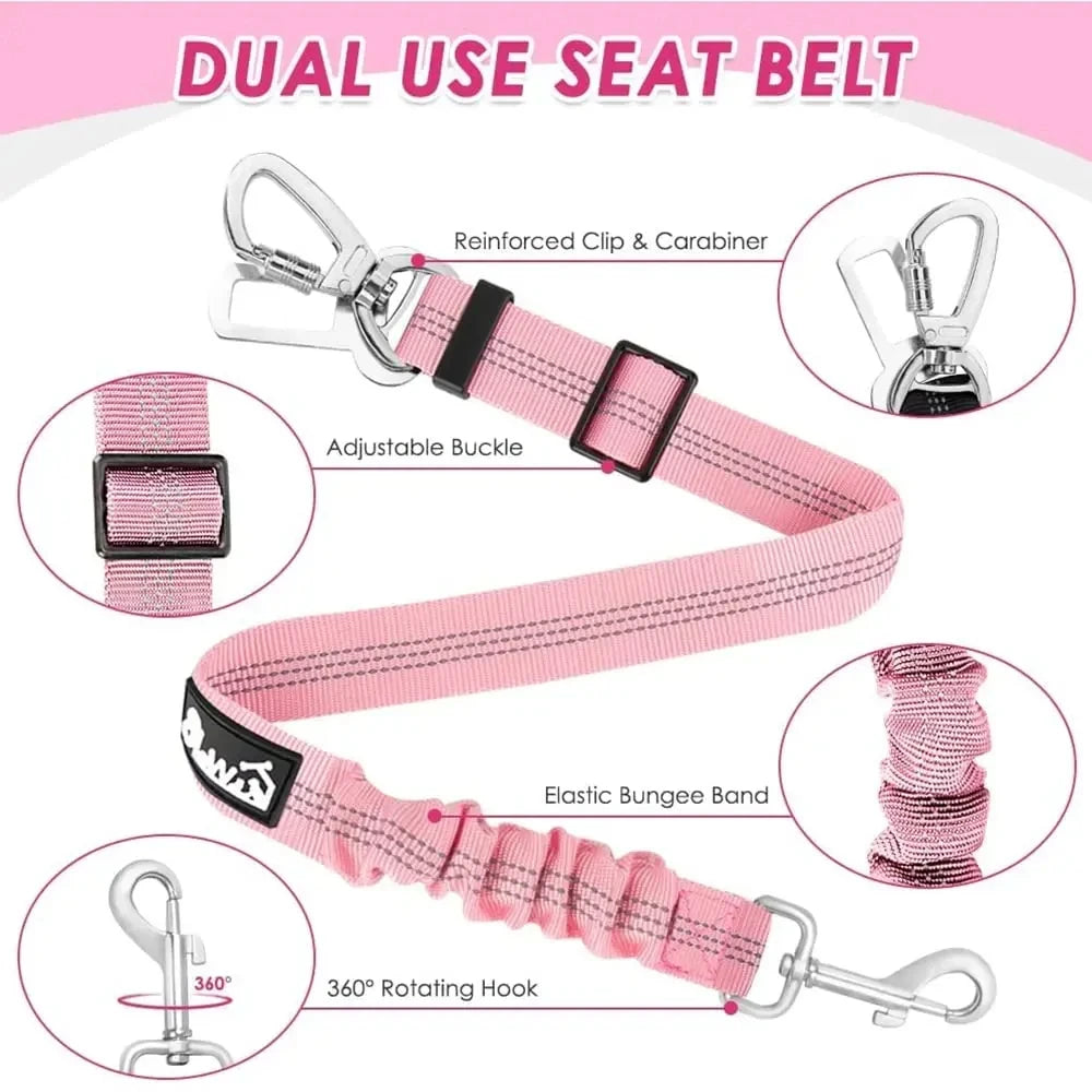 Dog Car Harness Seatbelt Set – Safe & Comfortable Travel for Your Pet