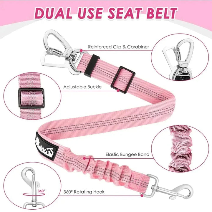 Dog Car Harness Seatbelt Set – Safe & Comfortable Travel for Your Pet