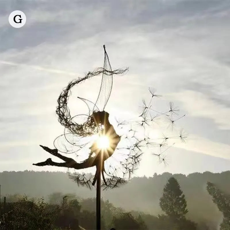 Dancing Fairy Garden Sculptures with Dandelion Design