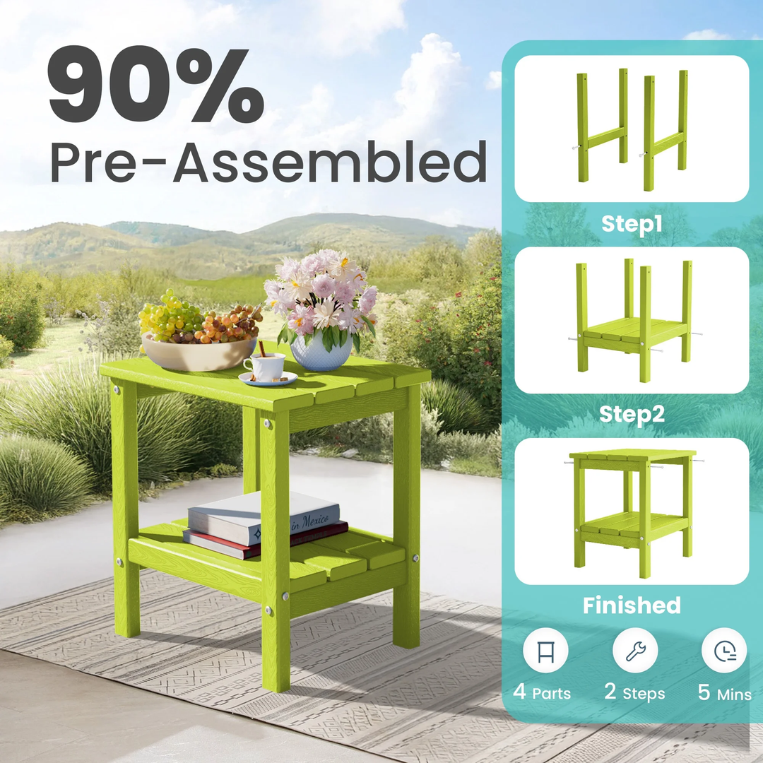 Wenkil 2-Tier HDPE Side Table – Indoor & Outdoor Utility Table