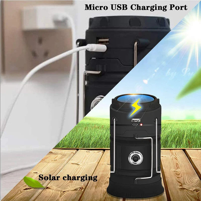Rechargeable Solar Camping Lantern – Powerful Telescopic Lamp for Outdoor
