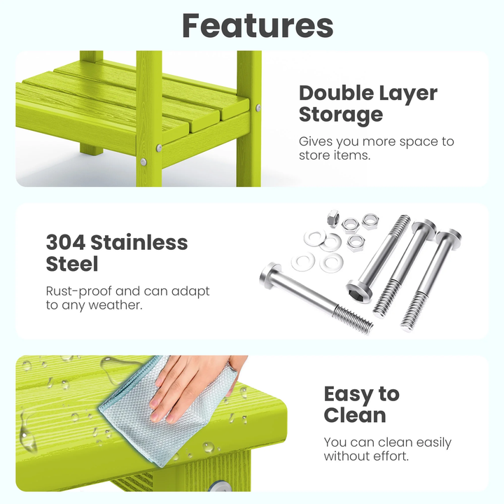 Wenkil 2-Tier HDPE Side Table – Indoor & Outdoor Utility Table