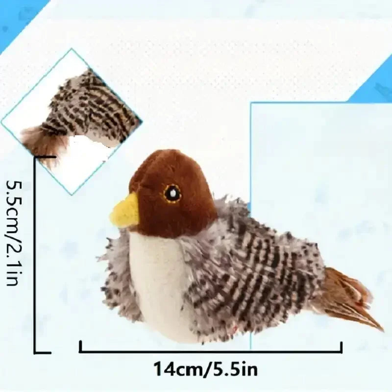 Interactive Electric Chirping Bird Cat Toy with Feather & Catnip