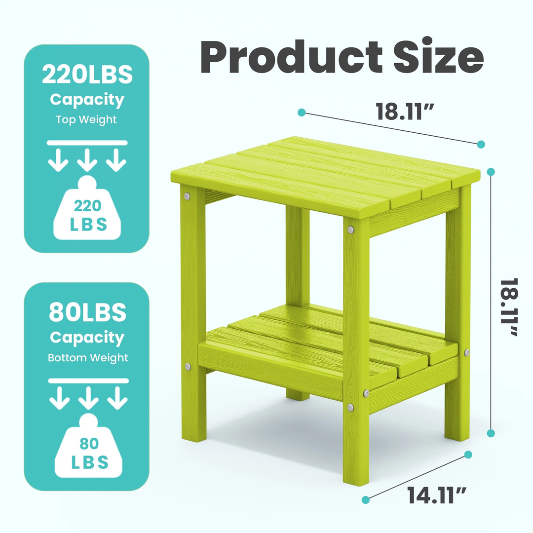Wenkil 2-Tier HDPE Side Table – Indoor & Outdoor Utility Table