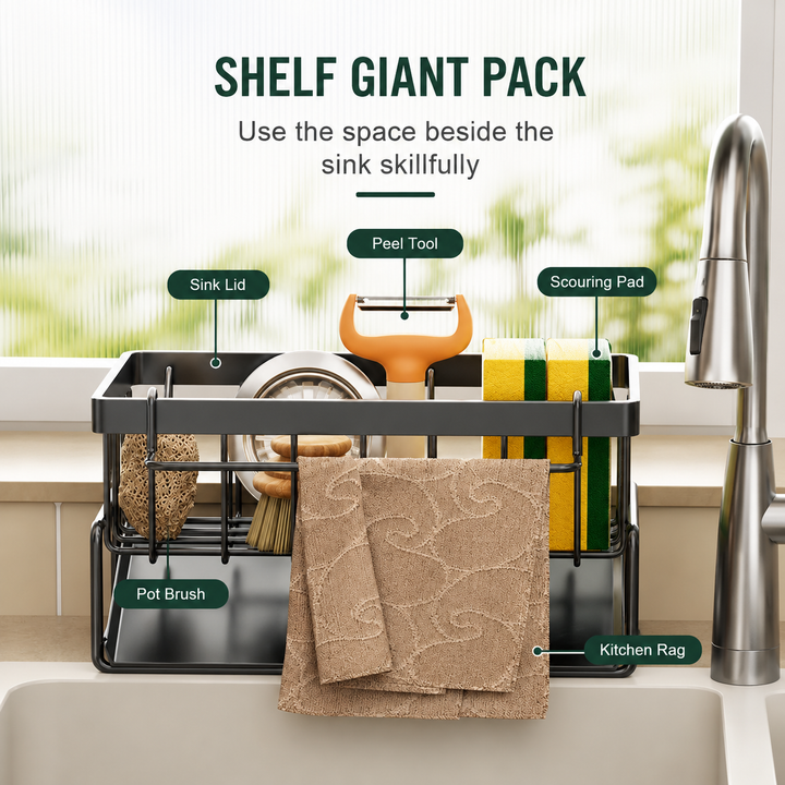 Kitchen Sink Organizer Rack – Sponge Holder & Drainage Storage Shelf