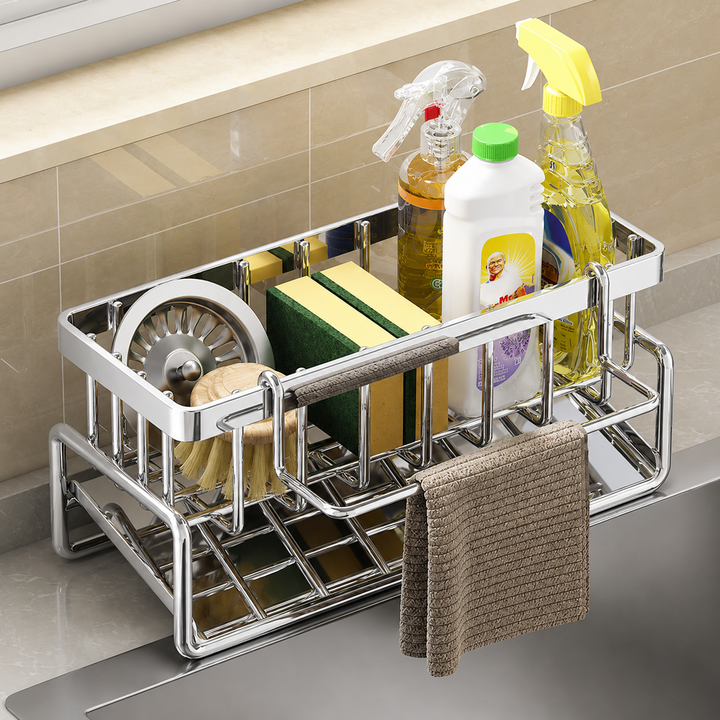 Kitchen Sink Organizer Rack – Sponge Holder & Drainage Storage Shelf
