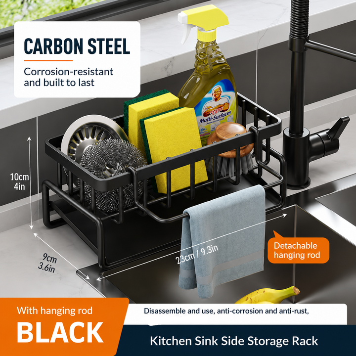 Kitchen Sink Organizer Rack – Sponge Holder & Drainage Storage Shelf