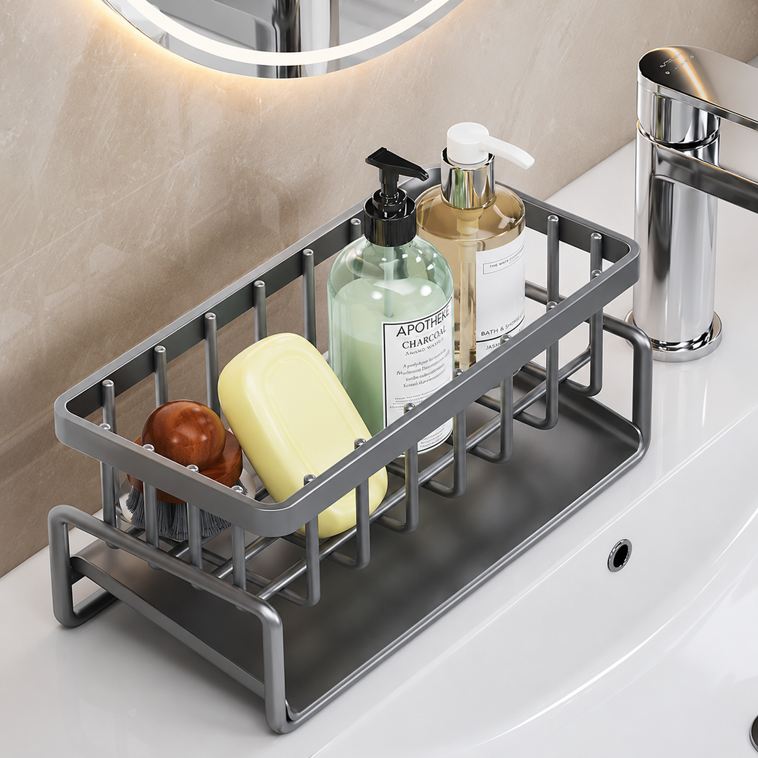 Kitchen Sink Organizer Rack – Sponge Holder & Drainage Storage Shelf