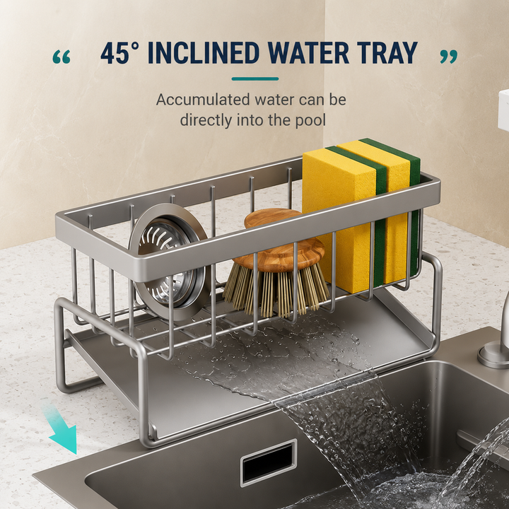 Kitchen Sink Organizer Rack – Sponge Holder & Drainage Storage Shelf