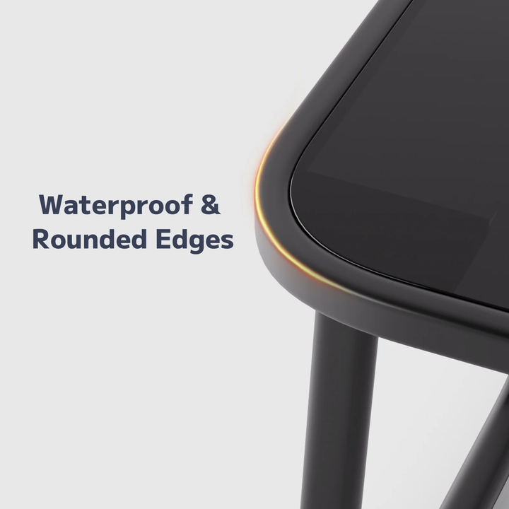 Wenkil 3-Piece Modern Outdoor Bistro Set – Steel Chairs & Square Glass Table (Black)