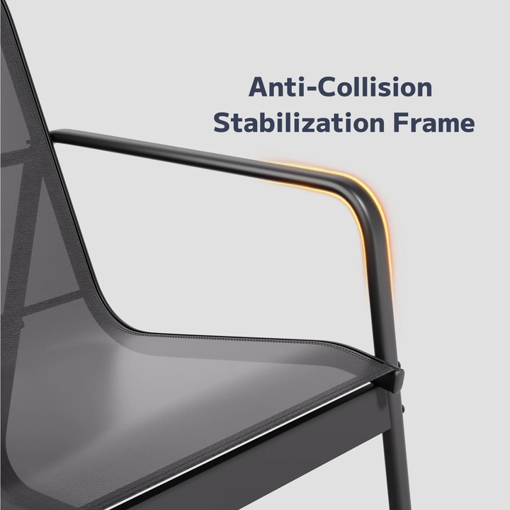 Wenkil 3-Piece Modern Outdoor Bistro Set – Steel Chairs & Square Glass Table (Black)