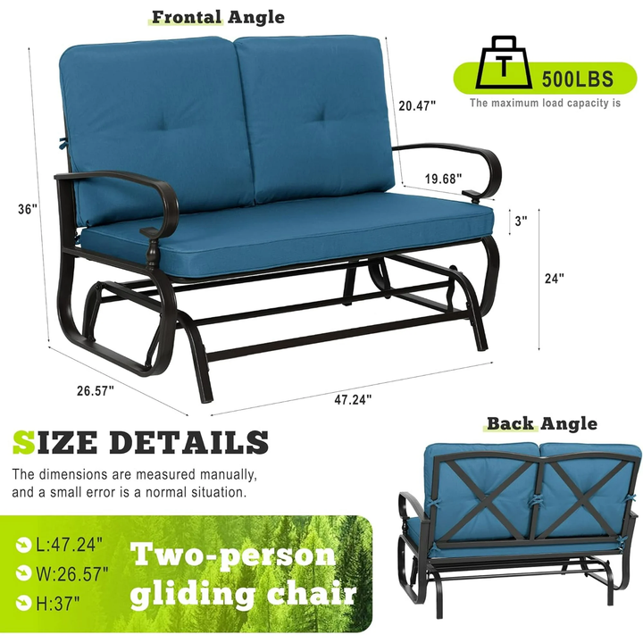 5-Piece Outdoor Metal Conversation Set – Peacock Blue