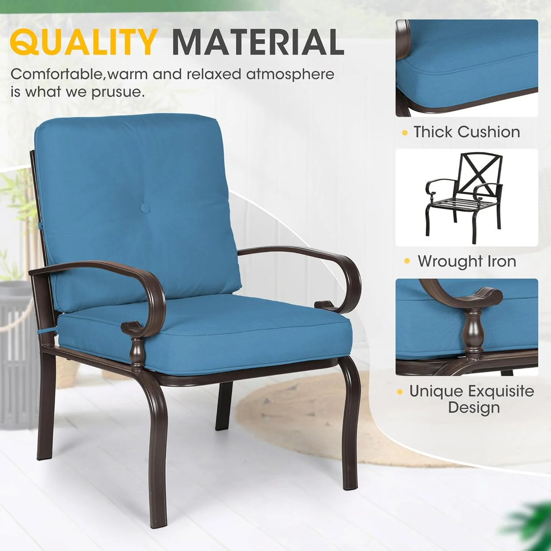5-Piece Outdoor Metal Conversation Set – Peacock Blue