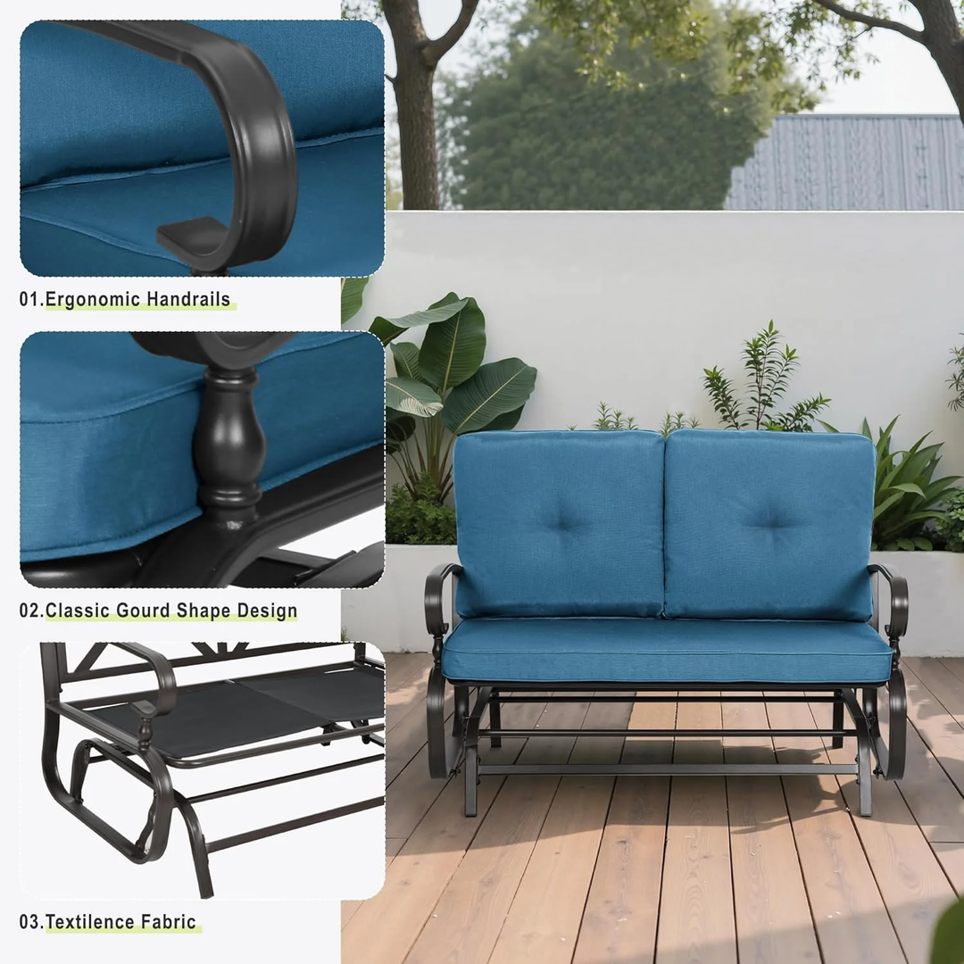 5-Piece Outdoor Metal Conversation Set – Peacock Blue