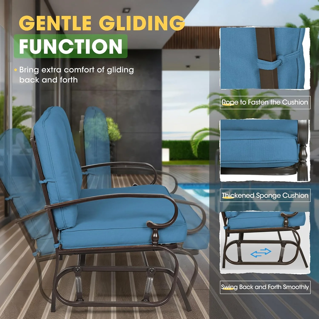 5-Piece Outdoor Metal Conversation Set – Peacock Blue