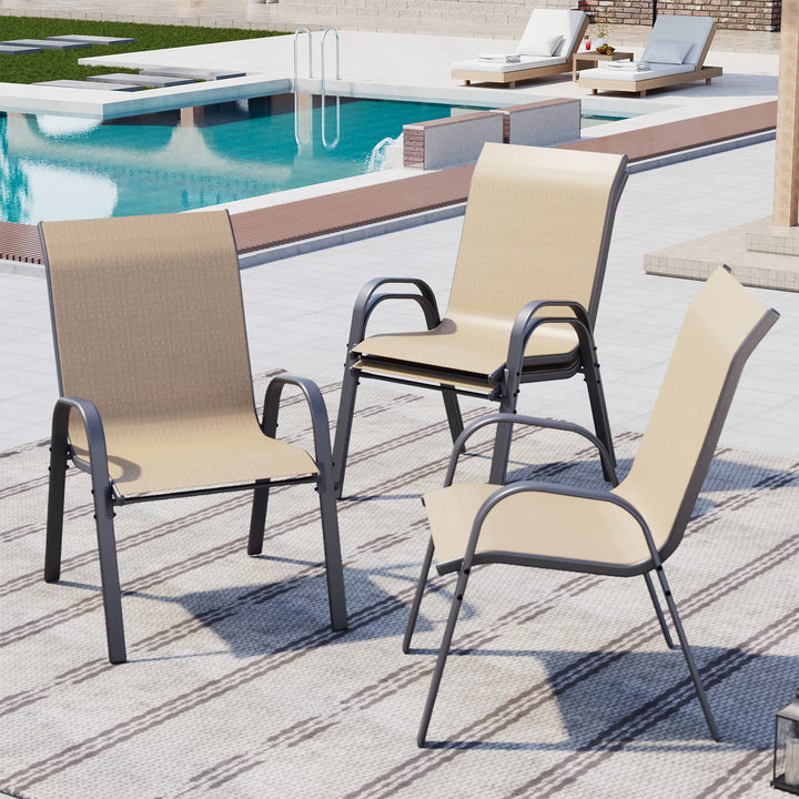 Wenkil Outdoor Patio Dining Chairs – Set of 4 (Khaki)