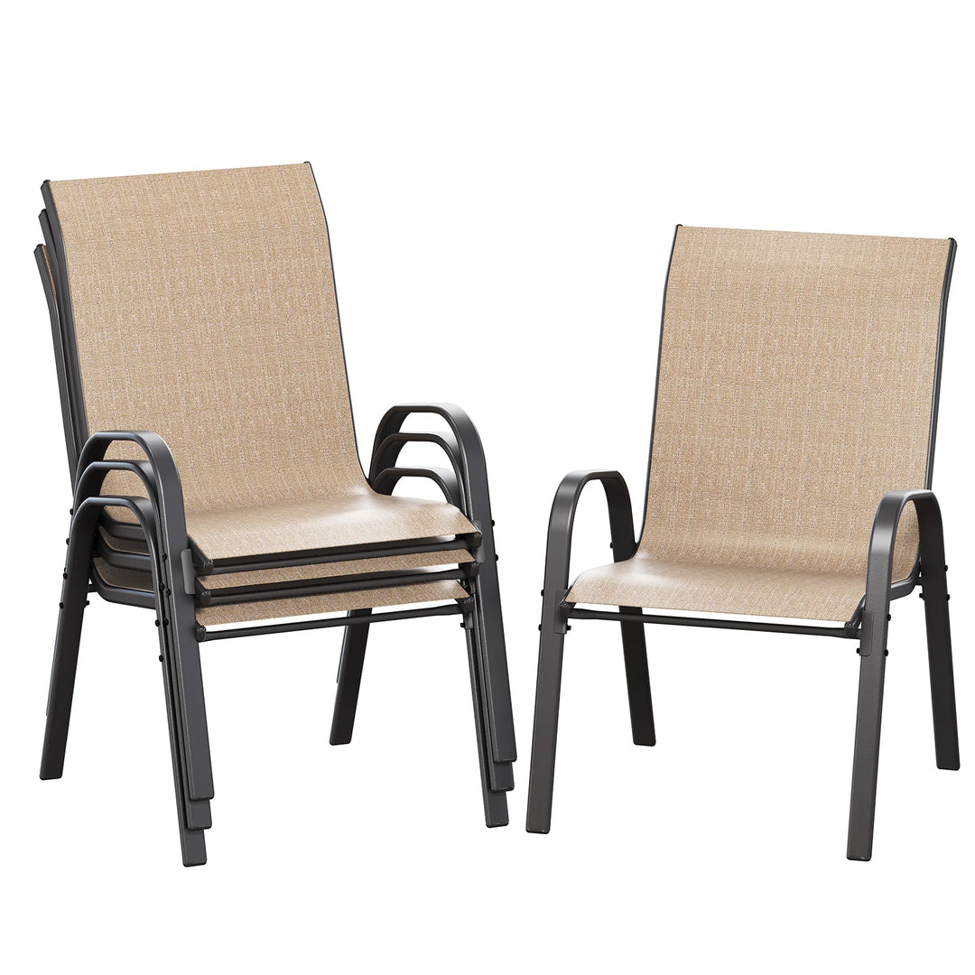 Wenkil Outdoor Patio Dining Chairs – Set of 4 (Khaki)