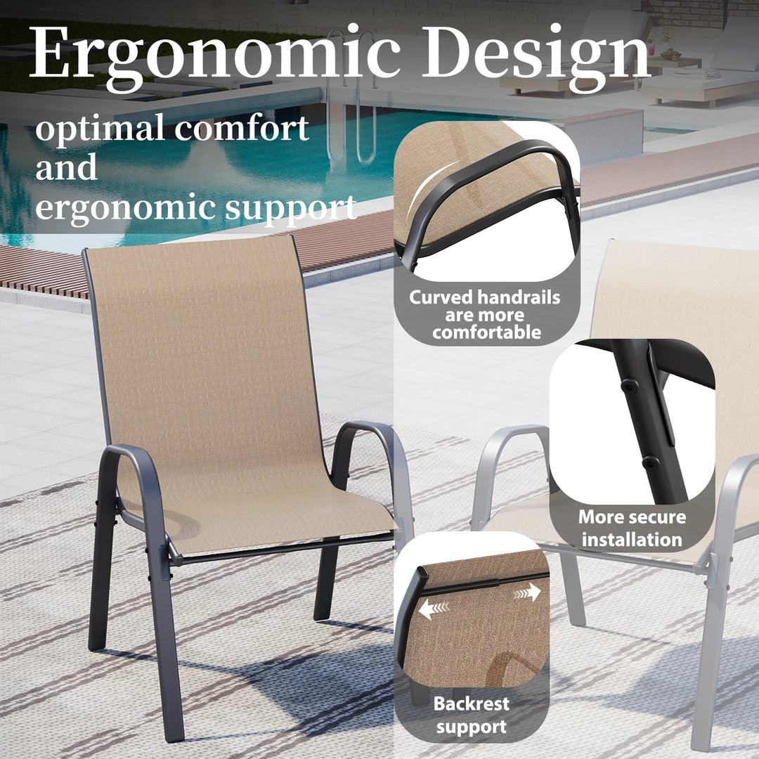 Wenkil Outdoor Patio Dining Chairs – Set of 4 (Khaki)