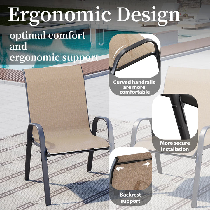 Wenkil Outdoor Patio Dining Chairs – Set of 4 (Khaki)