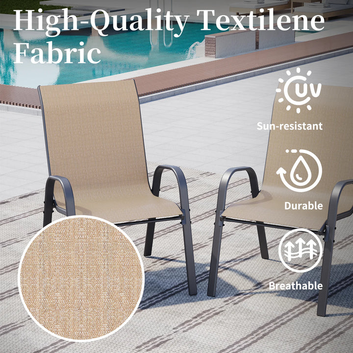 Wenkil Outdoor Patio Dining Chairs – Set of 4 (Khaki)