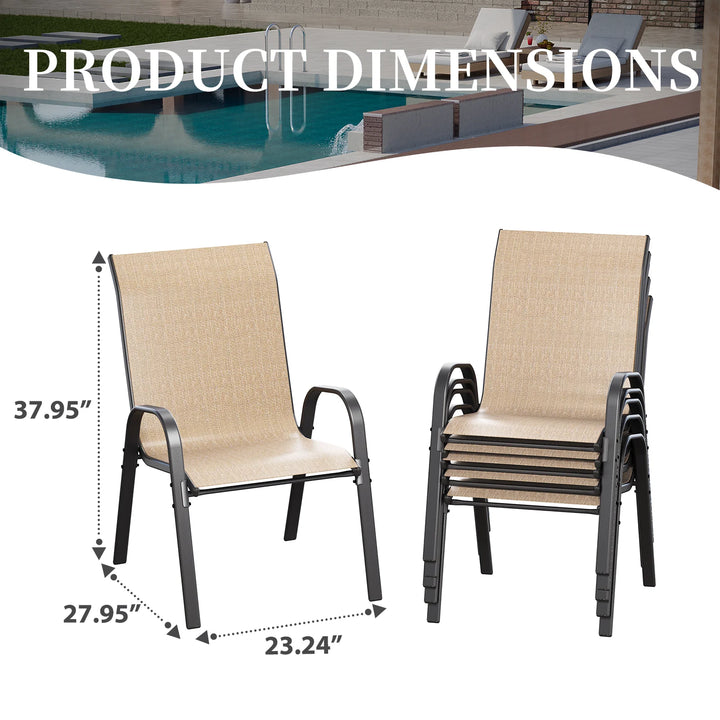 Wenkil Outdoor Patio Dining Chairs – Set of 4 (Khaki)