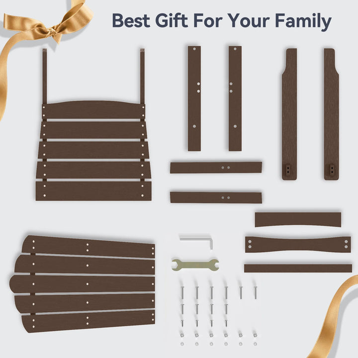 Wenkil Stackable HDPE Adirondack Chairs – Set of 2 | (Brown)