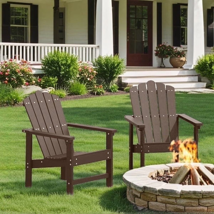 Wenkil Stackable HDPE Adirondack Chairs – Set of 2 | (Brown)