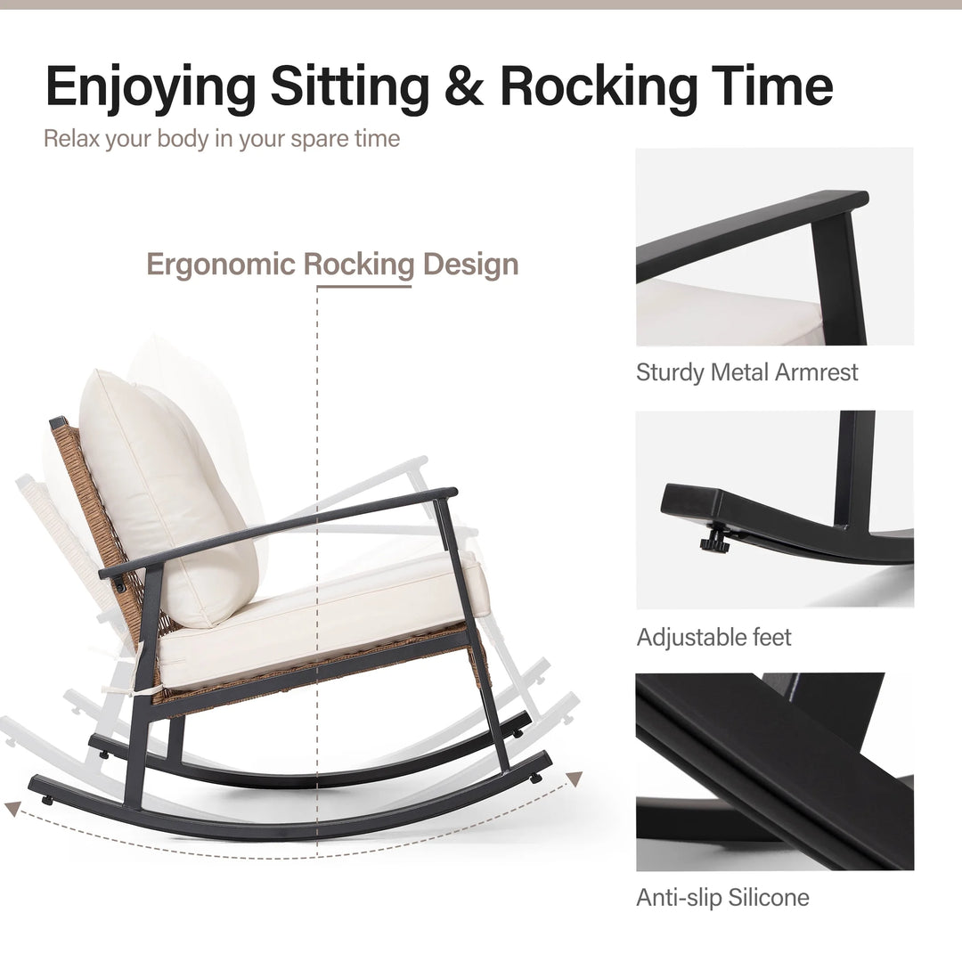 Wenkil Outdoor Rocking Chair with Cushioned Seating