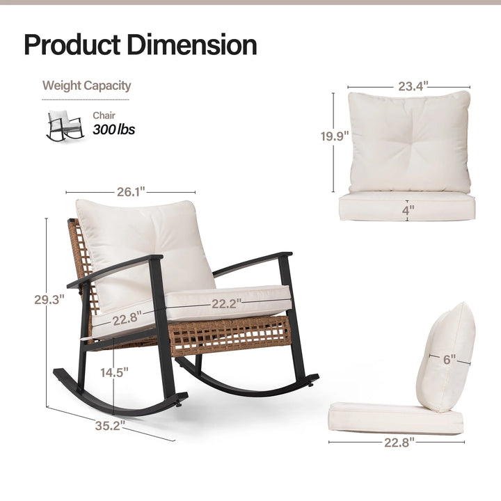 Wenkil Outdoor Rocking Chair with Cushioned Seating