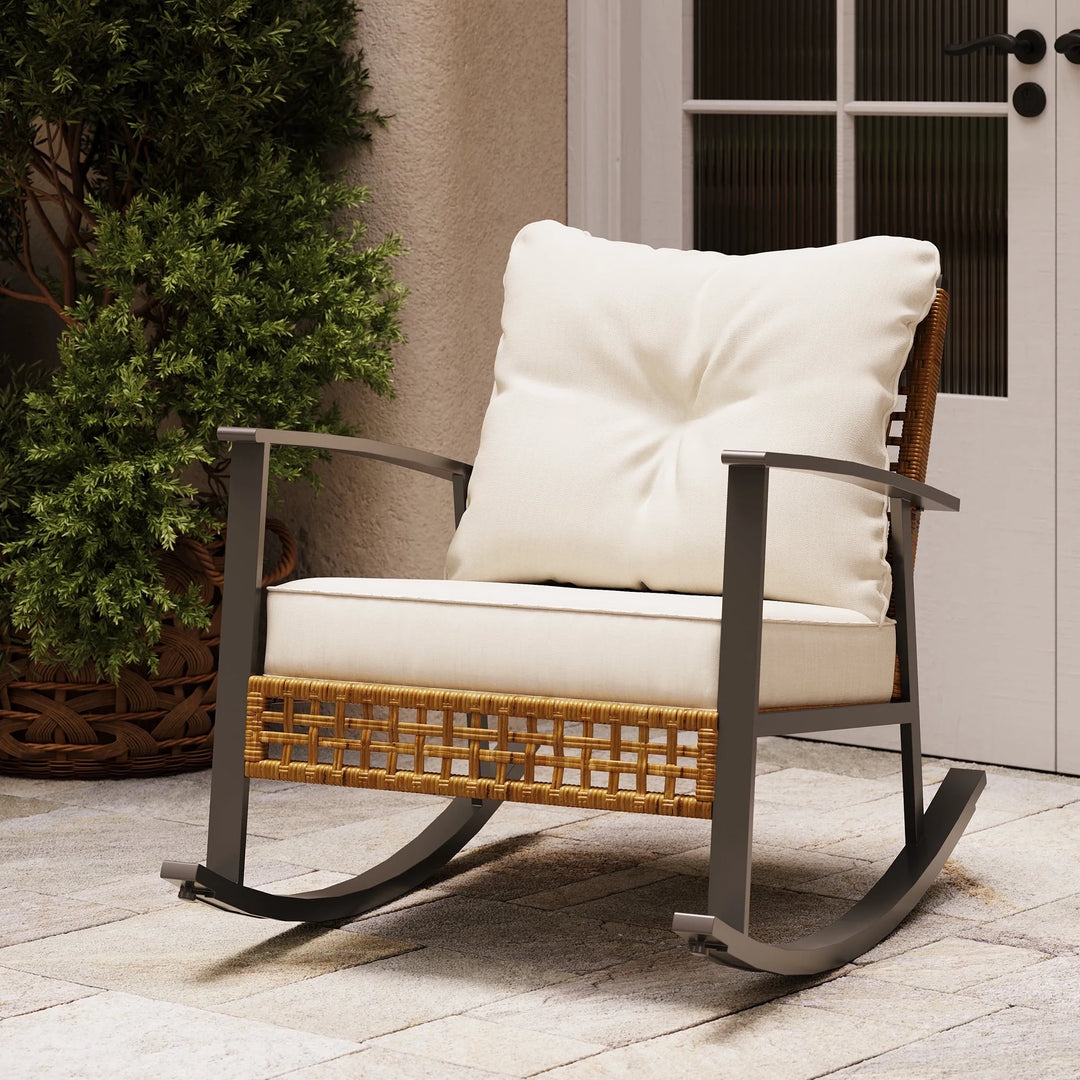 Wenkil Outdoor Rocking Chair with Cushioned Seating