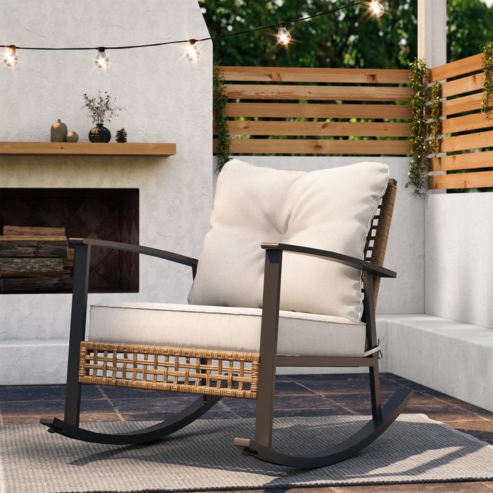 Wenkil Outdoor Rocking Chair with Cushioned Seating