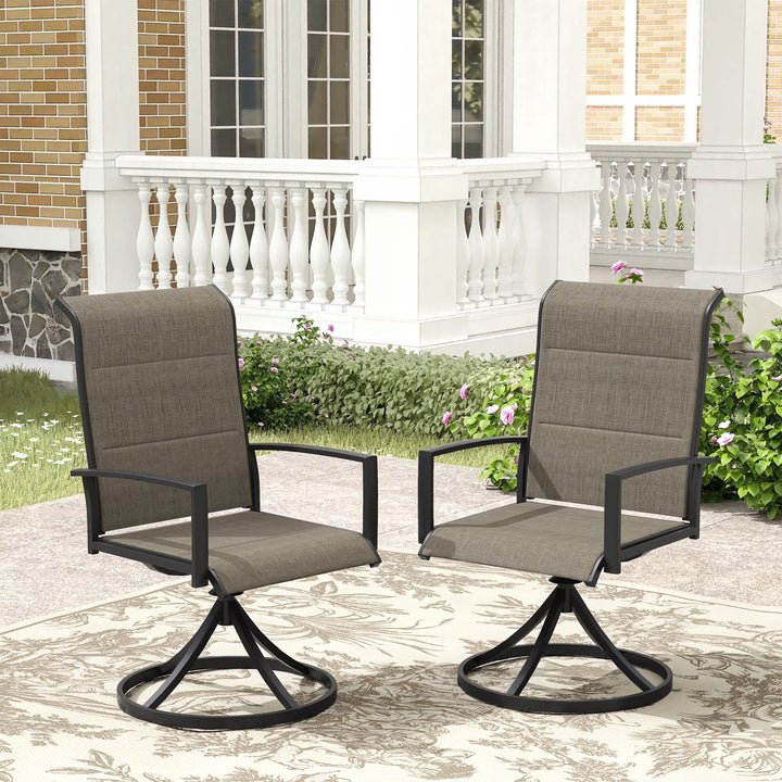 Wenkil Outdoor Swivel Dining Chairs – Set of 2 (Taupe)