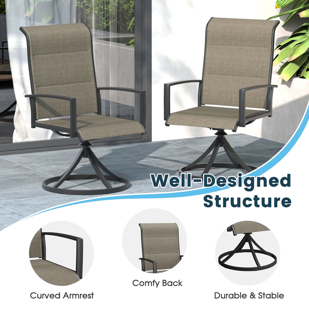 Wenkil Outdoor Swivel Dining Chairs – Set of 2 (Taupe)