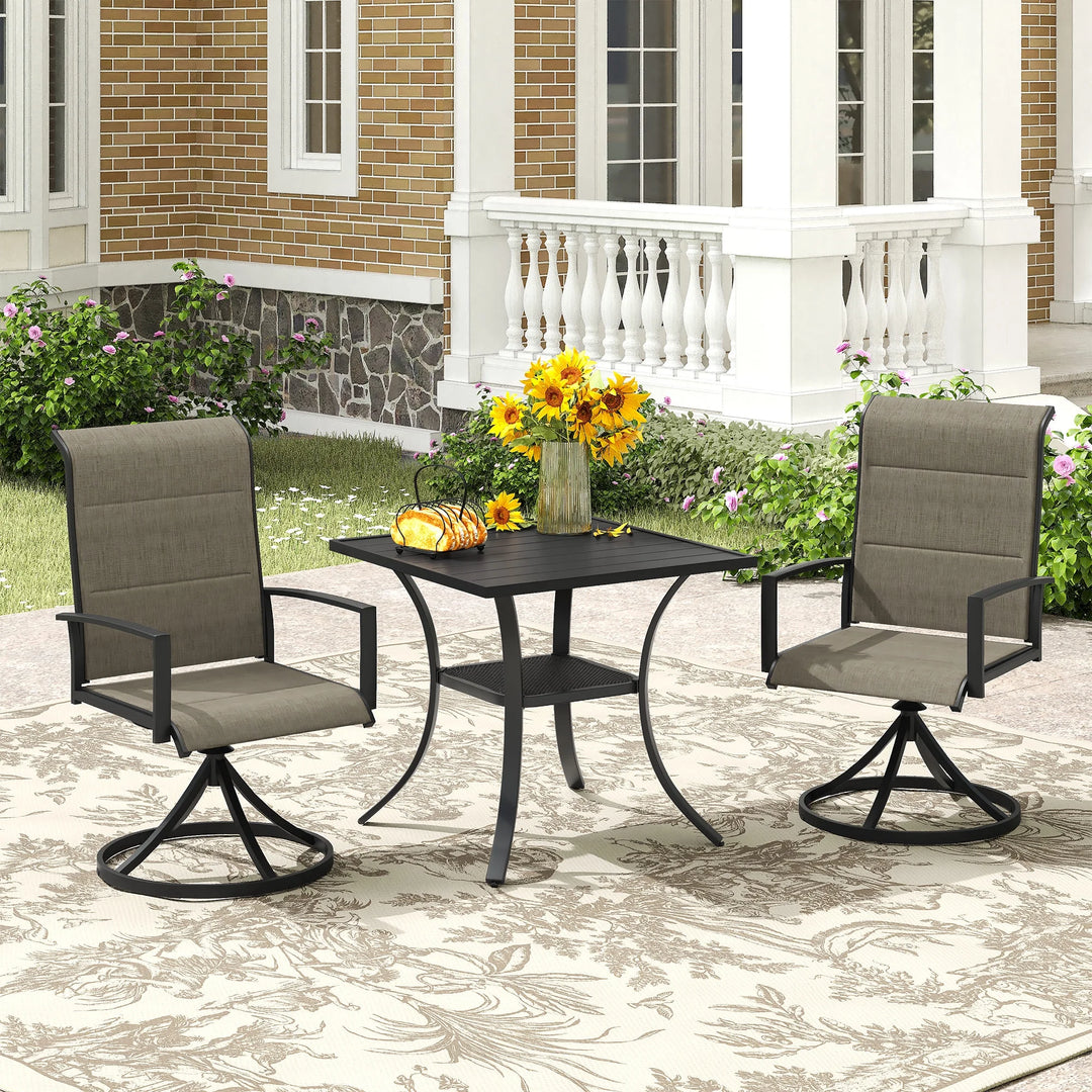 Wenkil Outdoor Swivel Dining Chairs – Set of 2 (Taupe)