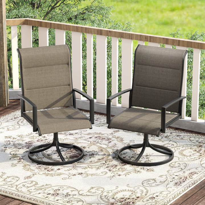 Wenkil Outdoor Swivel Dining Chairs – Set of 2 (Taupe)