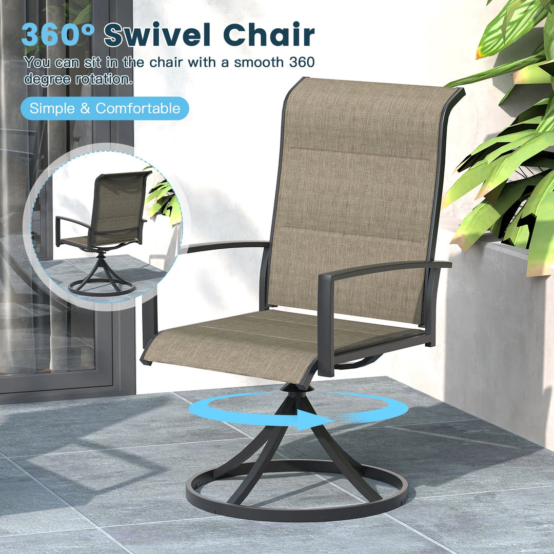 Wenkil Outdoor Swivel Dining Chairs – Set of 2 (Taupe)