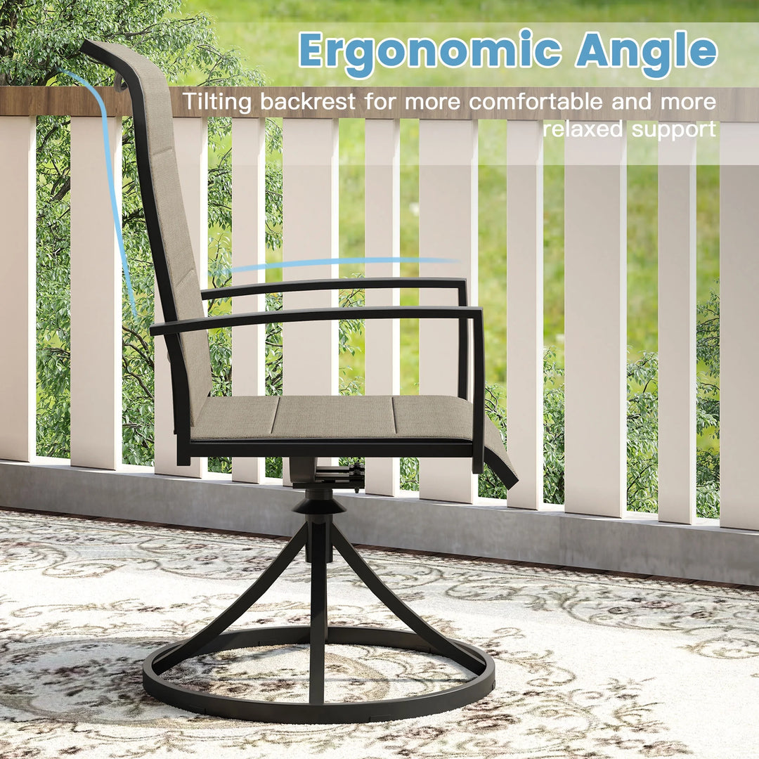 Wenkil Outdoor Swivel Dining Chairs – Set of 2 (Taupe)