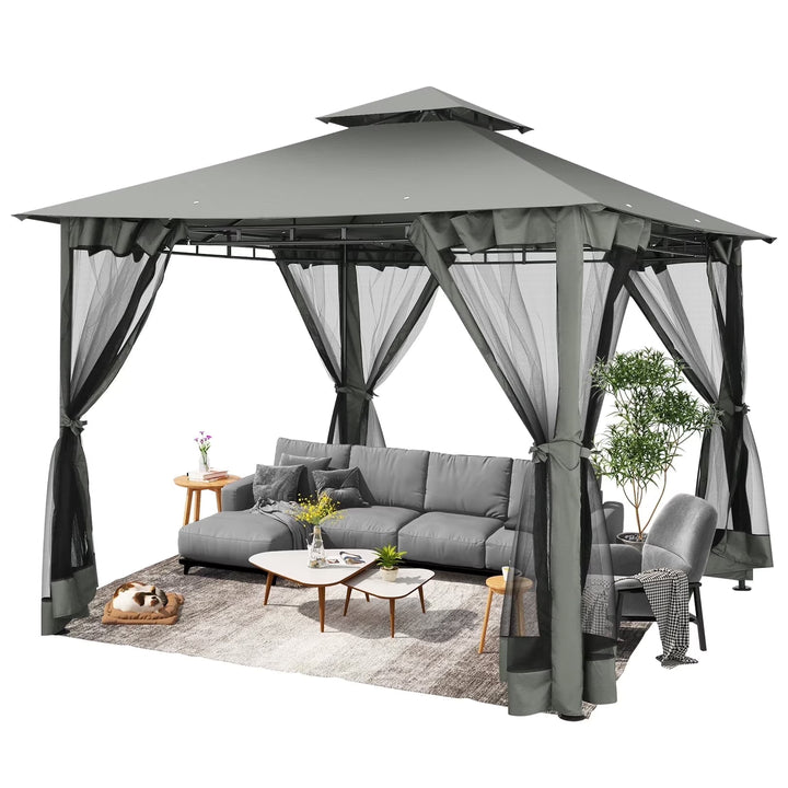 WENKIL 10x10 Gazebo for Patio, Outdoor Canopy Tent with Mosquito Netting