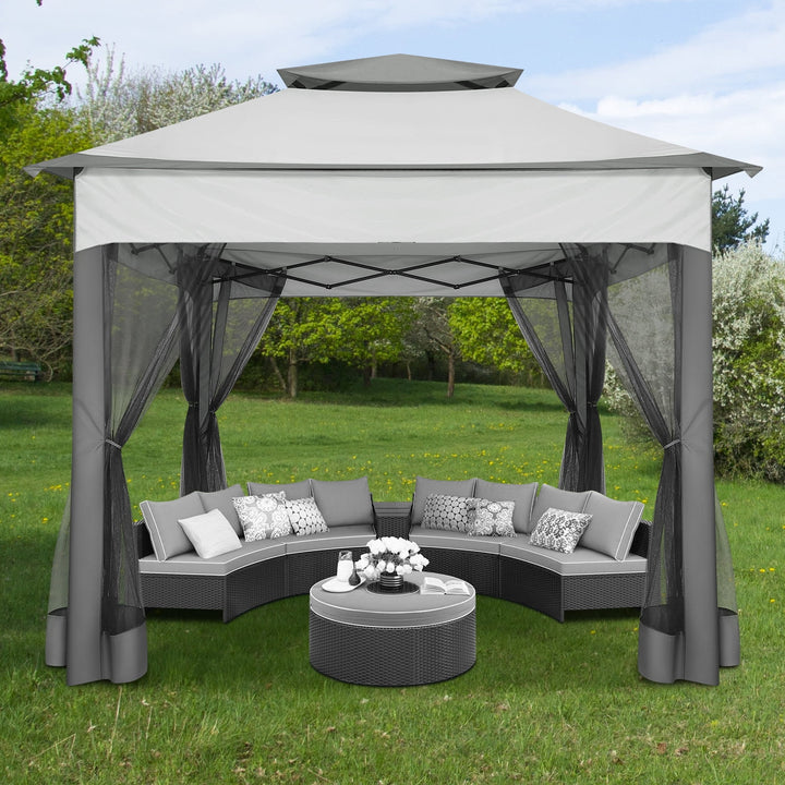 WENKIL 11 x 11 FT Outdoor Patio Gazebo with Ventilated Double Roof and Mosquito Net