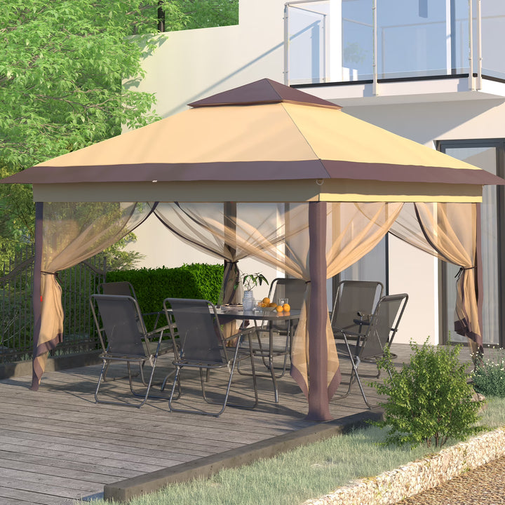 Wenkil 11 x 11 ft Patio Pop Up Canopy Gazebo, Outdoor Foldable Canopy Tent with Mosquito Netting