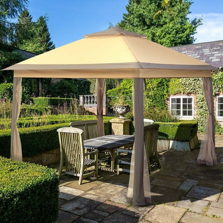 Wenkil 11 x 11 ft Patio Pop Up Canopy Gazebo, Outdoor Foldable Canopy Tent with Mosquito Netting
