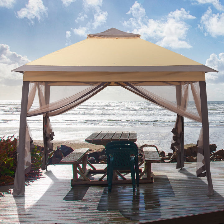 Wenkil 11 x 11 ft Patio Pop Up Canopy Gazebo, Outdoor Foldable Canopy Tent with Mosquito Netting